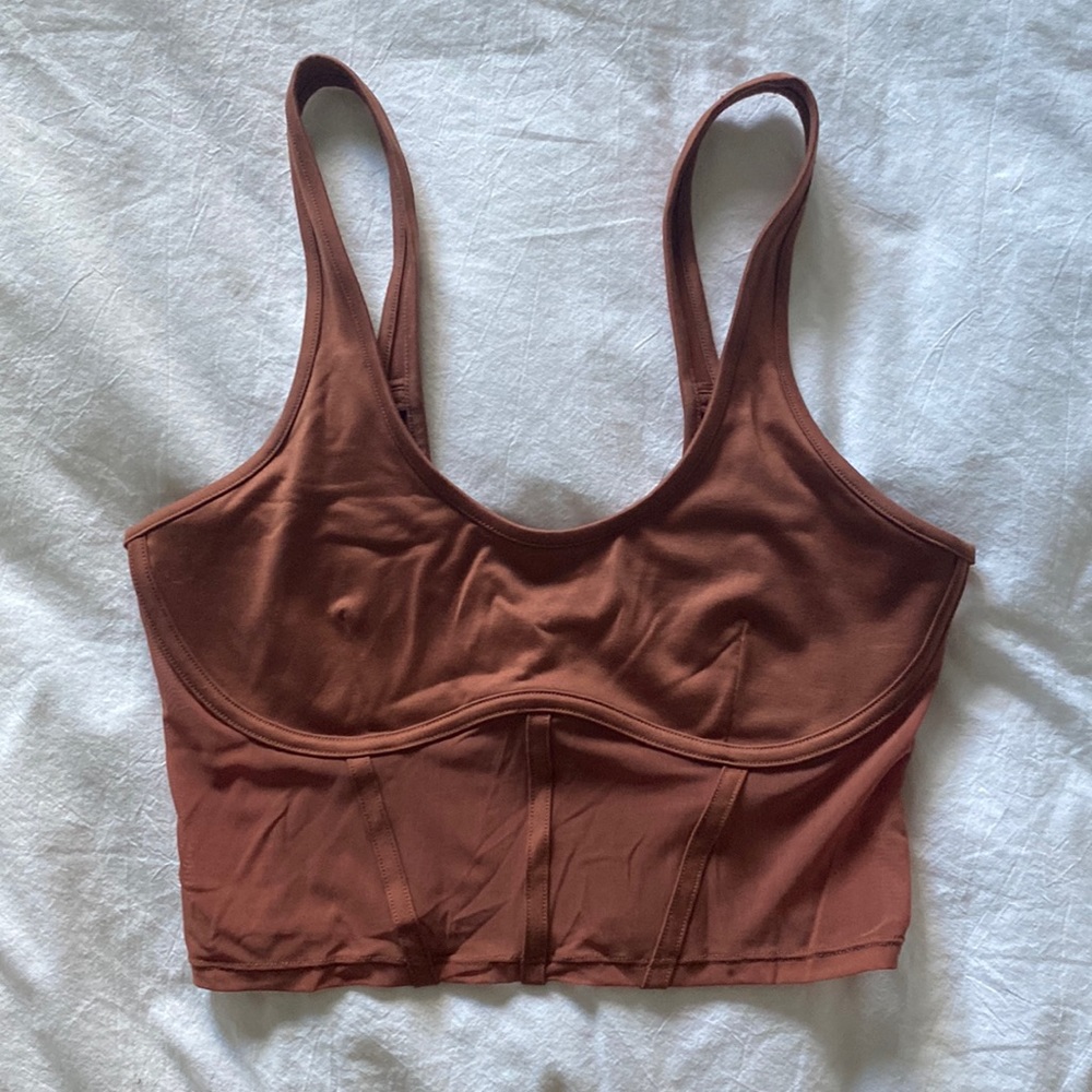 Alo Yoga Airbrush Mesh Corset Tank Rust Medium
